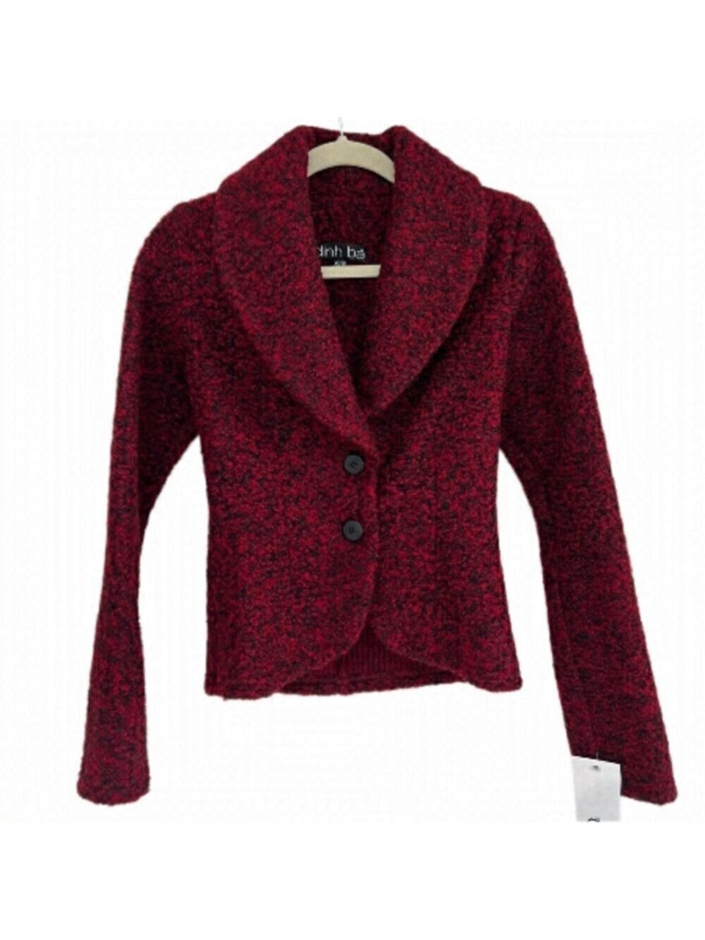 NWT Dinh Ba Knit Burgundy and Black Blazer - Size XS